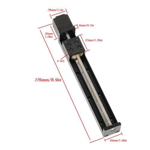 DURAFORCE 150mm Effective Travel Length Mini Guide Lead Screw T6x1 w/ NEMA11 Stepper Motor