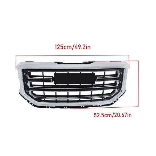 DURAFORCE Black Fit For GMC Sierra 1500 2016-2017 2018 Chrome Front Bumper Upper Grille