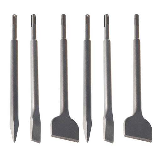 DURAFORCE 6-Pack Concrete Drill Bit Set Includes Point Chisel + 20mm & 40mm Flat Chisel