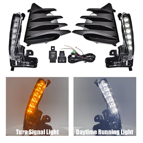 DURAFORCE Double Color Fog Lights Lamp DRL Turn Signal For 2017-2019 Toyota Corolla SE XSE