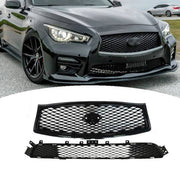 DURAFORCE Fit 2014 2015 16 2017 Infiniti Q50 Sport Front Upper&Lower Grille Grill Assembly