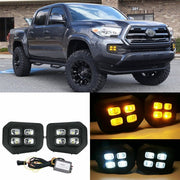 DURAFORCE Fit 2016-2022 Toyota Tacoma 4-Eyes DRL LED White&Amber Fog lights Turn signal