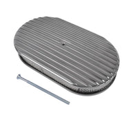 DURAFORCE 15" Oval Full Finned Polished Aluminum Air Cleaner Filter For Chevy SBC 350 400