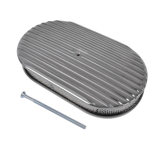 DURAFORCE 15" Oval Full Finned Polished Aluminum Air Cleaner Filter For Chevy SBC 350 400