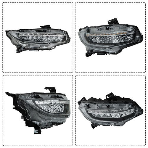 DURAFORCE Headlight Headlamp Chrome Housing For Honda Civic 2016-2019 Passenger Right Side