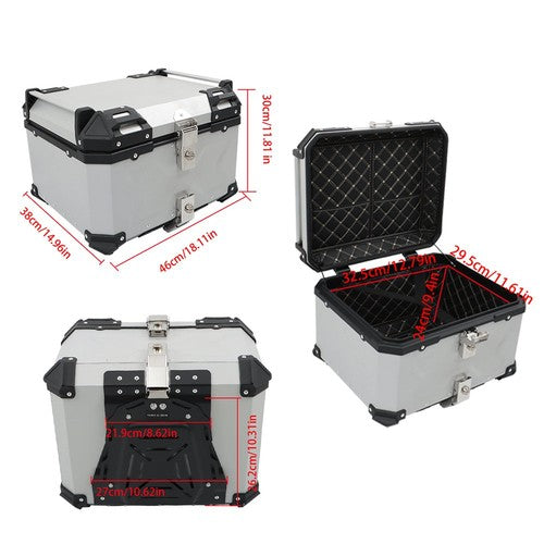 DURAFORCE 55L Silver Luggage Waterproof Tail Box Scooter Trunk Storage Top Case Motorcycle