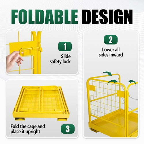 DURAFORCE Forklift Safety Cage Work Platform Basket 36x36 Construction 1200lbs for Aerial