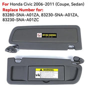 DURAFORCE Atlas Gray Sun Visor Dark Gray Pair For 2006-2011 Honda Civic Left & Right