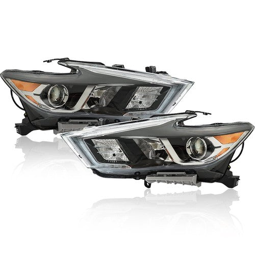 DURAFORCE For Maxima S|SL|SV 2016-2017 18 Headlights Clear Lens LH+RH Pair Housing Chrome