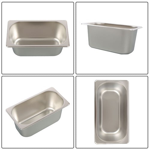 DURAFORCE Restaurant Steam Table Pans 8 Pack 1/3 Size 6 Inch Deep Thickened with Lid