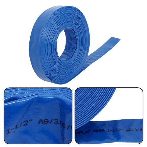 DURAFORCE 1-1/2" x 100FT PVC Irrigation Hose With Two Hose Collets，Super Wear-resistant
