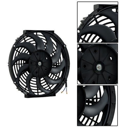 DURAFORCE 2× 12" Electric Radiator Cooling Slim Fans Push Pull Mount Black For Universal
