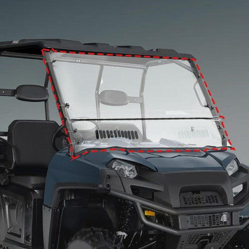 DURAFORCE Polaris Ranger Fullsize Round Cage Windshield 570 2017-2024 Clear Vented