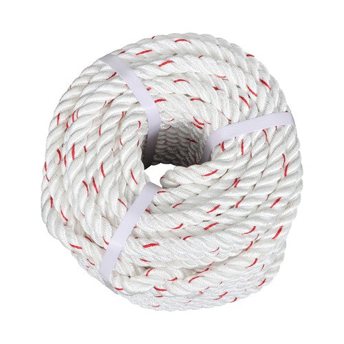 DURAFORCE 1790 Pounds white Red 5/8 'x 120'High Strength Braided Rope Breaking Strength