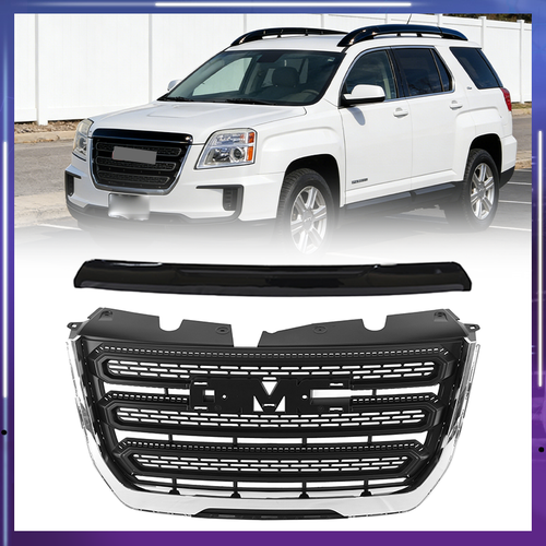 For GMC Terrain SLE 2016-2017 Front Bumper Grille+Hood Molding Trim Black+Chrome