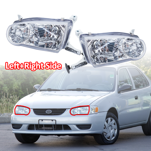 DURAFORCE Headlights Headlamps Left+Right for Toyota Corolla 2001 2002 w/o Corner Signal