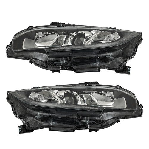 DURAFORCE Headlight Assembly For Honda Civic 2016-2020 Headlamps Left + Right Side Halogen