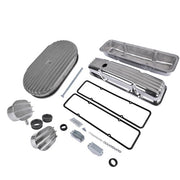 DURAFORCE Polished Valve Cover Air PCV Breather 15" Full Finned Air Cleaner For 58-86 SBC