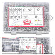 DURAFORCE 425PC 410 Stainless Steel Self-Tapping Screws #8#10 Self-Drilling Assortment Kit