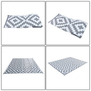 DURAFORCE 8x10ft Waterproof Outdoor Rug Outdoor Plastic Straw Rug For Camping Gray & White