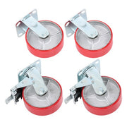 DURAFORCE 6" X 2" Industrial Casters - 2 Fixed and 2 Swivel Caster Wheels with Brakes