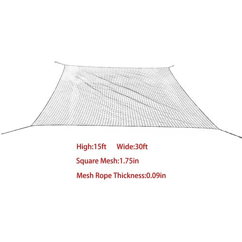 DURAFORCE Sports Net,Sports Netting Barrier 15x30FT Baseball Softball Backstop Nets