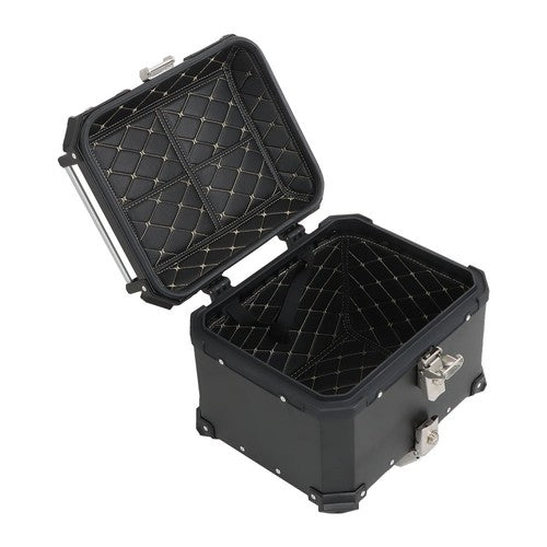 DURAFORCE Black 45L Motorcycle Top Case Tail Box Thick Aluminum Hard Trunk With Backrest