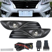DURAFORCE Fog Lights Kit Clear Lens+Switch Clear Glass For Nissan Sentra 2013 2014 2015
