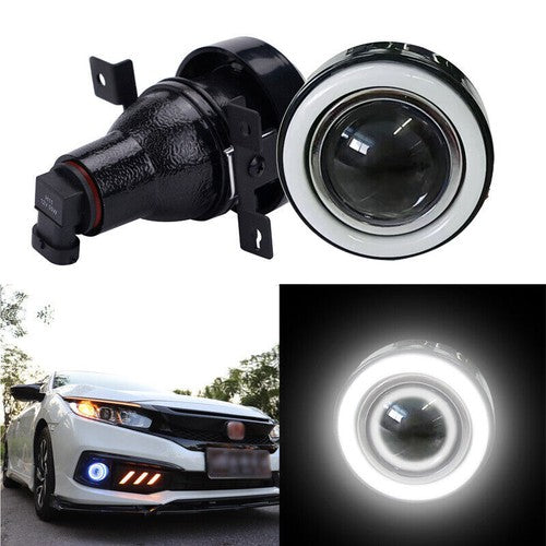 DURAFORCE For 2016-2021 Honda Civic DRL White LED Halo Projector Fog Lights Lamp Angel Eye