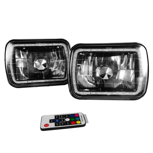 DURAFORCE 7X6" 5x7 7 Colors Change RGB LED Halo Headlights Lamps Driver & Passenger Side