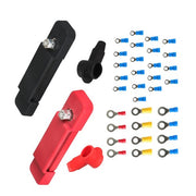 DURAFORCE New 12 Point Bus Bar Power Distribution Block 180A 12V DC Pair Black & Red USA