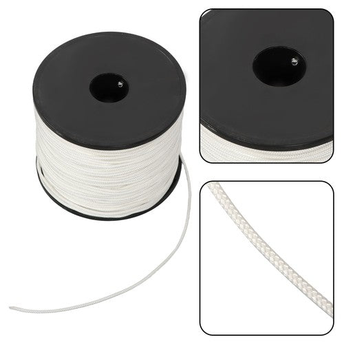 DURAFORCE 1/8 inch White Dacron Polyester Rope - 500 Foot Spool | Solid Braid