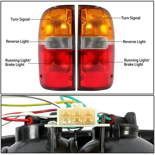 Tail Lights Brake Lamps with Bulbs Left and Right for Toyota Tacoma 1995 2000