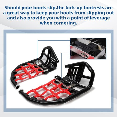 Nerf Bars Heel Guards Side Steps For Honda TRX450R 450ER Red Nets Black Nerfs