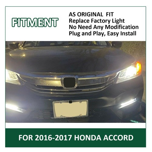 DURAFORCE For 2016 2017 Honda Accord Sedan 4Dr LED Fog Lights Bumper Lamps+Wiring+Switch