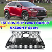 DURAFORCE Front Bumper Grille For 2015-2017 Lexus NX200T NX300H F Sport Grill Chrome Black