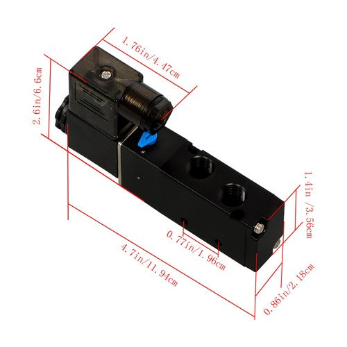 DURAFORCE 1/4" 5 Way 2 Position Namur Mount Directional Control Solenoid Air Valve 24V DC
