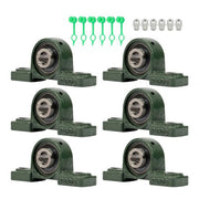 DURAFORCE 6PCS UCP202-10 Pillow Block Mounted Ball Bearing 5/8" Bore 2 Bolt Cast Iron Base