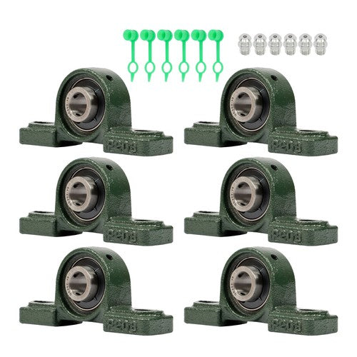 DURAFORCE 6PCS UCP202-10 Pillow Block Mounted Ball Bearing 5/8" Bore 2 Bolt Cast Iron Base