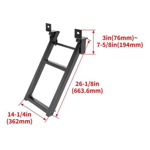 DURAFORCE Truck Bed Step 2-Rung Retractable Tailgate Ladder Heavy Duty W/L-Shaped Bracket