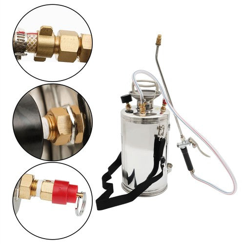 DURAFORCE 1.5 Gallon Stainless Steel Sprayer 16" Wand & 3.3FT Reinforced Hose 6L