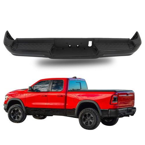 DURAFORCE Rear Bumper Without Air Vent&Radar Hole Black Metal Suit For Ram 1500 2019-2023