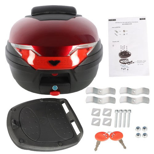 DURAFORCE 32L Red Motorcycle Tour Tail Box Top LockStorage Carrier Luggage Scooter Trunk