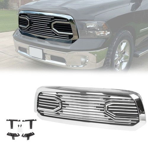 DURAFORCE Front Bumper Grille Chrome Grill Big Horn Style for 2013-2018 Dodge Ram 1500