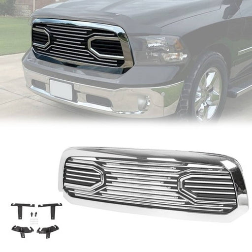 DURAFORCE Front Bumper Grille Chrome Grill Big Horn Style for 2013-2018 Dodge Ram 1500