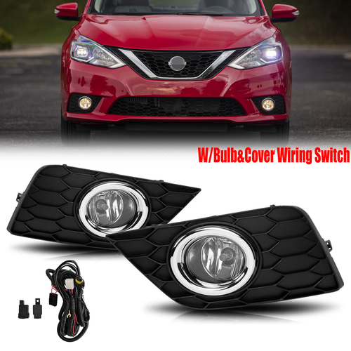 DURAFORCE Pair of Front Fog Lights Bumper Lamps w/Switch kits For 2016-2019 Nissan Sentra