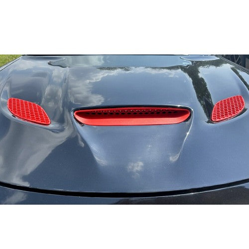 3Pcs Red Hood Bezel Insert Trims For 2015-20 Dodge Charger 68202462AD 68202581AC