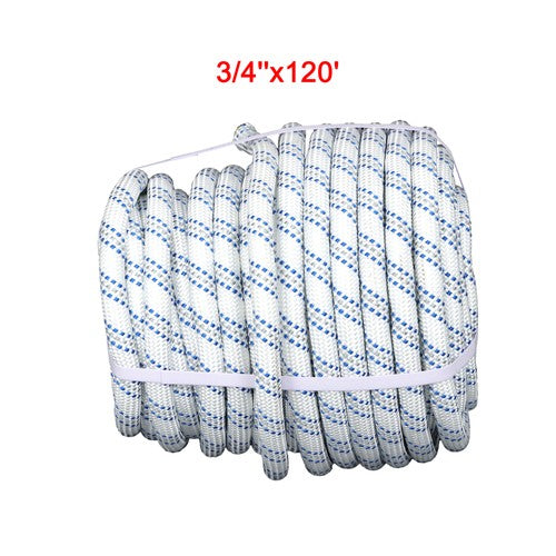 DURAFORCE 3/4" x 120' Double Braided Polyester Rope 3200 Lbs Breaking Strength For Swing