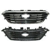DURAFORCE Grille Bumper Assembly For Hyundai Sonata 2015 2016 2017 Upper Black Chrome