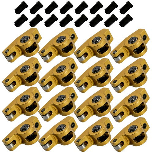 DURAFORCE 1.7 Ratio 7/16" Stud Gold Roller Rocker Arms Kit For Chevy BBC 396 402 427 454